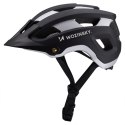Kask rowerowy MTB z odpinanym daszkiem lekki 57-62 cm - czarno-srebrny