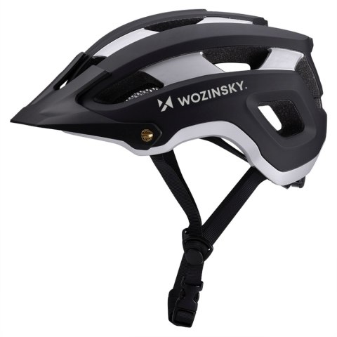 Kask rowerowy MTB z odpinanym daszkiem lekki 57-62 cm - czarno-srebrny