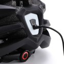 Kask rowerowy MTB z odpinanym daszkiem tylną lampką USB 57-62 cm - czarno-biały