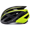 Kask rowerowy MTB z odpinanym daszkiem tylną lampką USB 57-62 cm - czarno-żółty