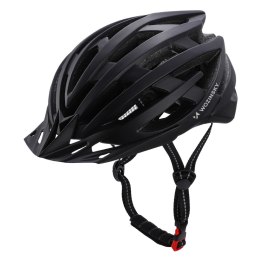 Kask rowerowy MTB z odpinanym daszkiem tylną lampką USB 57-62 cm - czarny