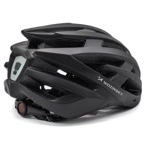 Kask rowerowy MTB z odpinanym daszkiem tylną lampką USB 57-62 cm - czarny