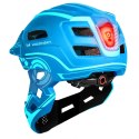 Kask rowerowy fullface dziecięcy z tylną lampką USB 52-56 cm - niebieski