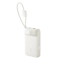 Powerbank 20000mAh 22.5W EnerFill FC11 z wyświetlaczem wbudowanymi kablami - beżowy