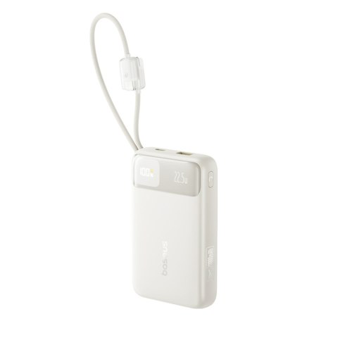 Powerbank 20000mAh 22.5W EnerFill FC11 z wyświetlaczem wbudowanymi kablami - beżowy