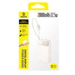 Powerbank 20000mAh 22.5W EnerFill FC11 z wyświetlaczem wbudowanymi kablami - beżowy