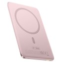 Powerbank 5000mAh 20W Ultra-Slim z kablem USB-C MagSafe 60W 30cm - różowy