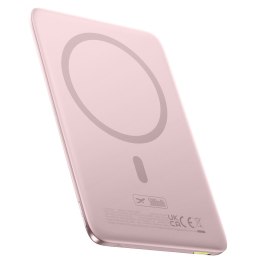 Powerbank 5000mAh 20W Ultra-Slim z kablem USB-C MagSafe 60W 30cm - różowy