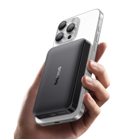 Powerbank magnetyczny 10000mAh 22.5W EnerFill FM12 z kablem USB-C MagSafe Qi2 - czarny