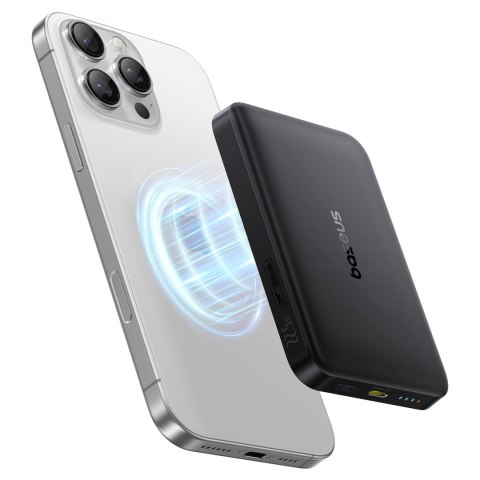 Powerbank magnetyczny 10000mAh 22.5W EnerFill FM12 z kablem USB-C MagSafe Qi2 - czarny