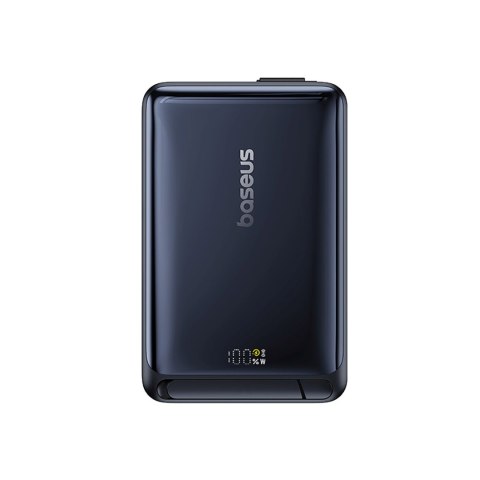 Powerbank magnetyczny 10000mAh z podstawką wbudowanym kablem USB-C MagSafe 45W Qi2 - czarny