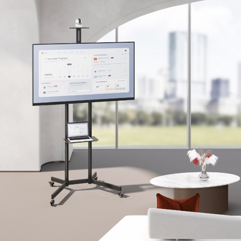 MACLEAN STAND / WÓZEK DO TV, PÓŁKA NA KAMERĘ, NA KÓŁKACH, 37-70", MAX. OBCIĄŻENIE 45KG/5KG PÓŁKA, MAX. VESA 600X400 MC-113 B
