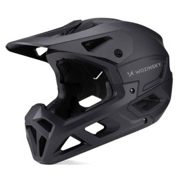 Kask rowerowy pełny z odpinanym daszkiem 57-62 cm - czarny