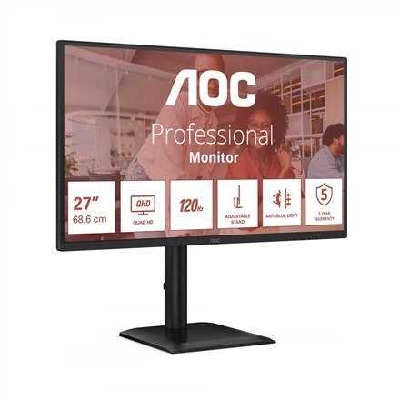 AOC E4 Q27E4CV monitor komputerowy 68,6 cm (27") 2560 x 1440 px Quad HD LED Czarny