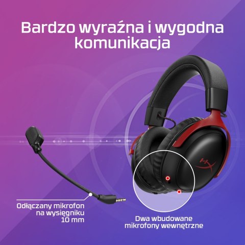 HyperX Cloud III Wireless - bezprzewodowy zestaw słuchawkowy do gier (czarno-czerwony)