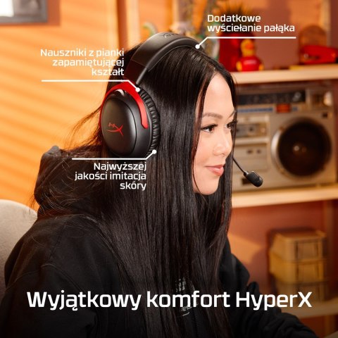 HyperX Cloud III Wireless - bezprzewodowy zestaw słuchawkowy do gier (czarno-czerwony)