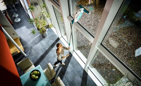 Leifheit 51016 elektryczny system do czyszczenia szyb Niebieski, Biały