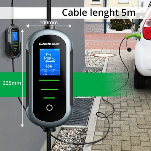 Qoltec Mobilna ładowarka do samochodu elektrycznego EV z regulacją 2w1 Typ2 | 11kW | 400V | Wi-fi | TUYA | SMART LIFE | LCD | Pr