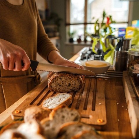 Fiskars 1057550 deska do krojenia Prostokątny Bambusowy, Plastik Bambusowy, Czarny