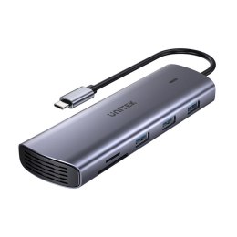 UNITEK HUB USB-C 9W1, HDMI, VGA, SD, RJ45, 3X USB-A, PD 100W