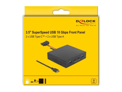 DELOCK Panel Przedni 3.5 USB 3.2 Gen 2 z 2 x USB-C + 2 x USB-A
