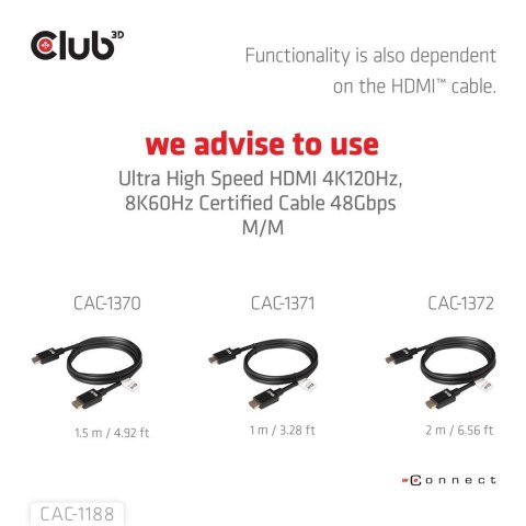 CLUB3D CAC-1188 adapter kablowy 0,09 m Mini DisplayPort HDMI Czarny