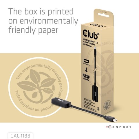 CLUB3D CAC-1188 adapter kablowy 0,09 m Mini DisplayPort HDMI Czarny