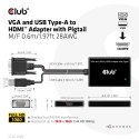 CLUB3D CAC-1720 adapter kablowy 0,6 m HDMI Typu A (Standard) VGA (D-Sub) + USB Czarny