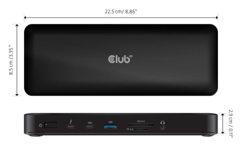 CLUB3D CSV-1583 stacja dokująca Przewodowa Thunderbolt 4 Czarny