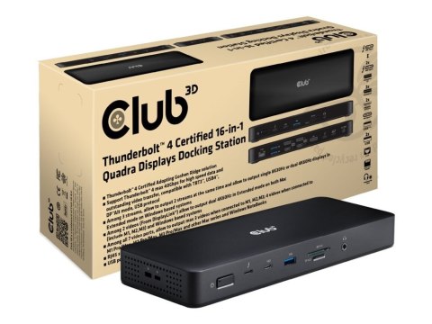 CLUB3D CSV-1583 stacja dokująca Przewodowa Thunderbolt 4 Czarny