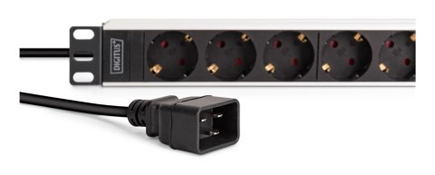 Digitus DN-95440 rozdzielacz zasilania PDU 9 x gniazdo sieciowe 1U Czarny, Srebrny