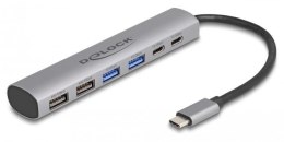 DeLOCK 6-portowy koncentrator USB z 4 x żeńskim złączem USB Typ-A i 2 x żeńskim złączem USB Type-C