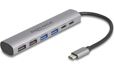 DeLOCK 6-portowy koncentrator USB z 4 x żeńskim złączem USB Typ-A i 2 x żeńskim złączem USB Type-C