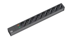 Bachmann 19'' 2m 8x Schuko H05VV-F 3G 1.50mm2 rozgałęziacz 8 x gniazdo sieciowe Czarny