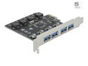 DeLOCK Karta PCI Express x1 do 4 x zewnętrzne USB Typ-A żeński SuperSpeed USB (USB 3.2 Gen 1)