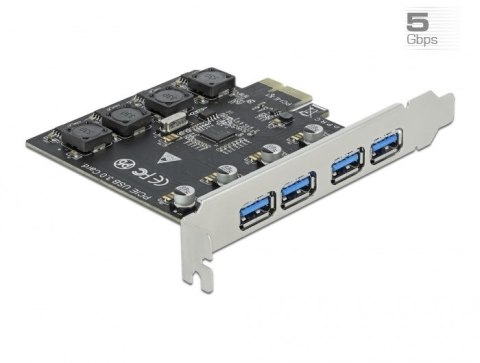DeLOCK Karta PCI Express x1 do 4 x zewnętrzne USB Typ-A żeński SuperSpeed USB (USB 3.2 Gen 1)
