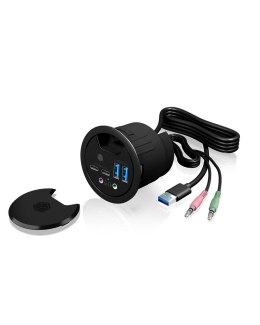 ICY BOX IB-HUB1403B gniazdko elektryczne Antracyt