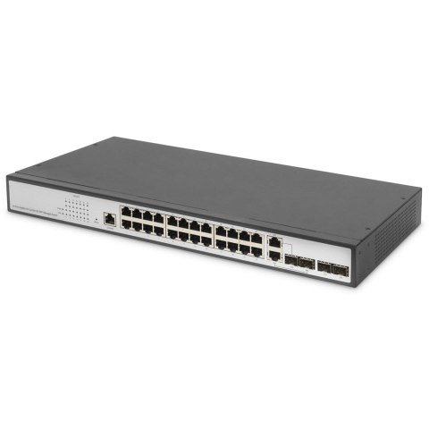 Digitus Przełącznik Gigabit Ethernet Layer 2, 24-portowy, 2x RJ45/SFP-Combo + 2 x porty SFP Uplink