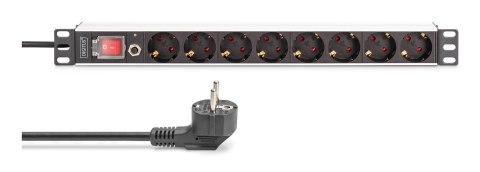 Digitus DN-95436 rozdzielacz zasilania PDU 8 x gniazdo sieciowe 1U Czarny, Srebrny