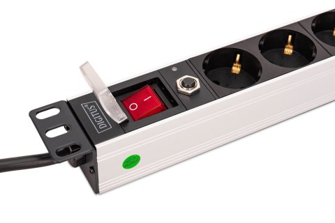 Digitus DN-95436 rozdzielacz zasilania PDU 8 x gniazdo sieciowe 1U Czarny, Srebrny