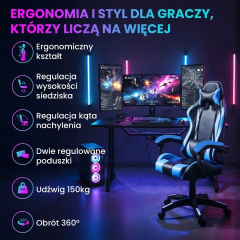 Extralink Gaming | Fotel gamingowy | biurowy, obrotowy, kubełkowy, czarno-niebieski, G-523