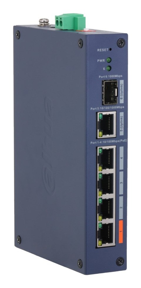 Dahua Technology CHS4106-4ET-60 przełącznik sieciowy Zarządzany L2 Fast Ethernet (10/100) Obsługa PoE Desktop Niebieski