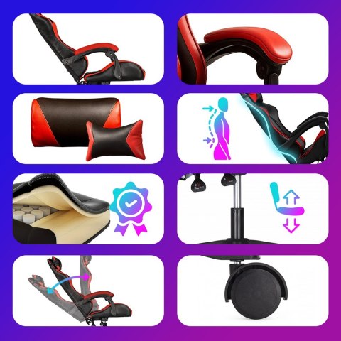 Extralink Gaming | Fotel gamingowy | biurowy, obrotowy, kubełkowy, czarno-czerwony, G-522