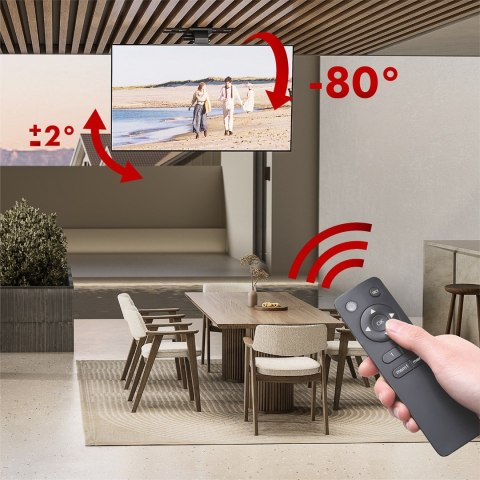 Uchwyt elektryczny do TV Maclean, sufitowy, obsługa Tuya, max. VESA 800x400, dla TV 43-86", max. 45kg, MC-110 T