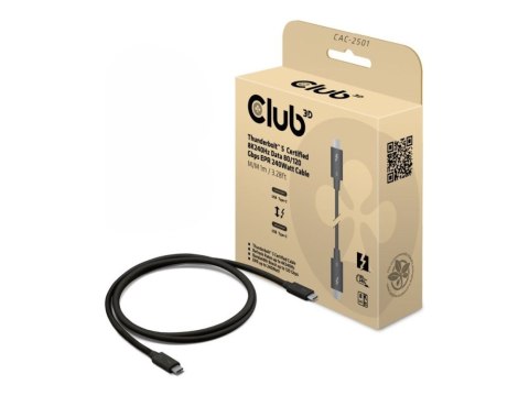 CLUB3D CAC-2501 kabel Thunderbolt 1 m 120 Gbit/s Czarny