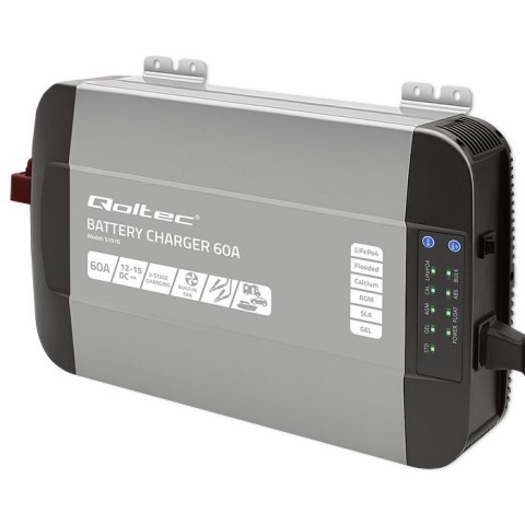 Ładowarka Qoltec Inteligentna Monolith do akumulatorów LiFePO4 AGM GEL SLA 60A 12V Szybkie ładowanie