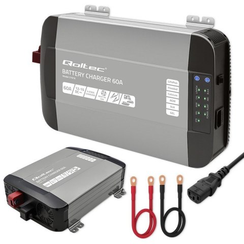 Ładowarka Qoltec Inteligentna Monolith do akumulatorów LiFePO4 AGM GEL SLA 60A 12V Szybkie ładowanie