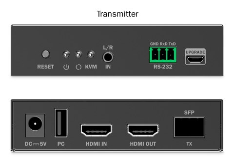 Przedłużacz (extender) światłowodowy HDMI 4K/60Hz z KVM USB 1.1 przez IP 1G, do 40km/300m, max. 253 odbiorniki, HDMI Loop-Out, A