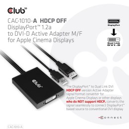 CLUB3D CAC-1010-A adapter kablowy 0,6 m DisplayPort DVI-D + USB Czarny