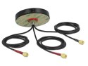 DeLOCK Antena dwupasmowa LTE MIMO WLAN 802.11 ac/ax/a/h/b/g/n 3 x SMA męski RG-174 1 m montaż na śruby, polowa, czarna